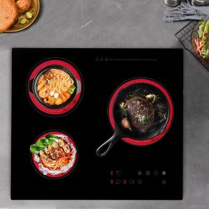 3-Burner Electric Cooktop Ceramic Cooktop, 2600W Electric Ceramic Stove Top Countertop & Built-in Elec-tric Stove Top with Timer, Child Safety Lock, Sensor Touch-Control, 9 Heating Levels