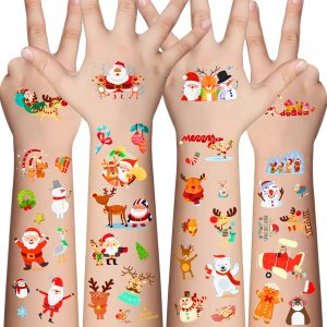 Christmas Temporary Tattoos for Kids - 20 Sheets Unique Non Repetitive Designs Christmas Stocking Stuffers for Boys and Girls,Xmas Decorations Supplies Christmas Party Favor for Kids 120+