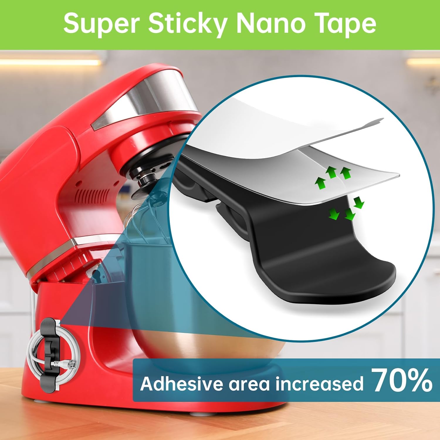 6PCS Cord Organizer for Appliances, Upgraded Kitchen Appliance Cord Wrap, Cord Holder Stick on Pressure Cooker, Coffee Maker, Air Fryer and Blender(3 Black + 3 White) - Image 3