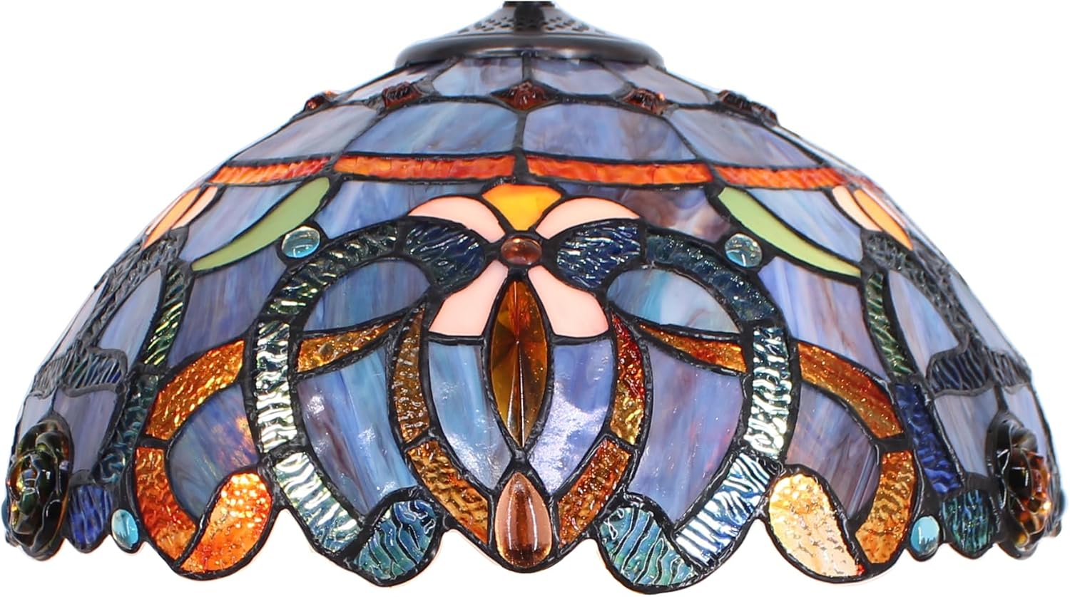 Large Tiffany Lamp Shade Replacement Only 16Inch Stained Glass Lampshade Fit For Table Lamps FLoor Lamp Ceiling Fixture Pendant Hanging Light Home Office Decoration (Blue purple) - Image 7