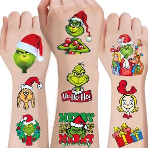 75Pcs Green Monster Temporary Tattoos,Christmas Birthday Party Supplies,Goodie Bag Stuffers,Christmas Decoration Gifts Xmas Party Favors for Kids