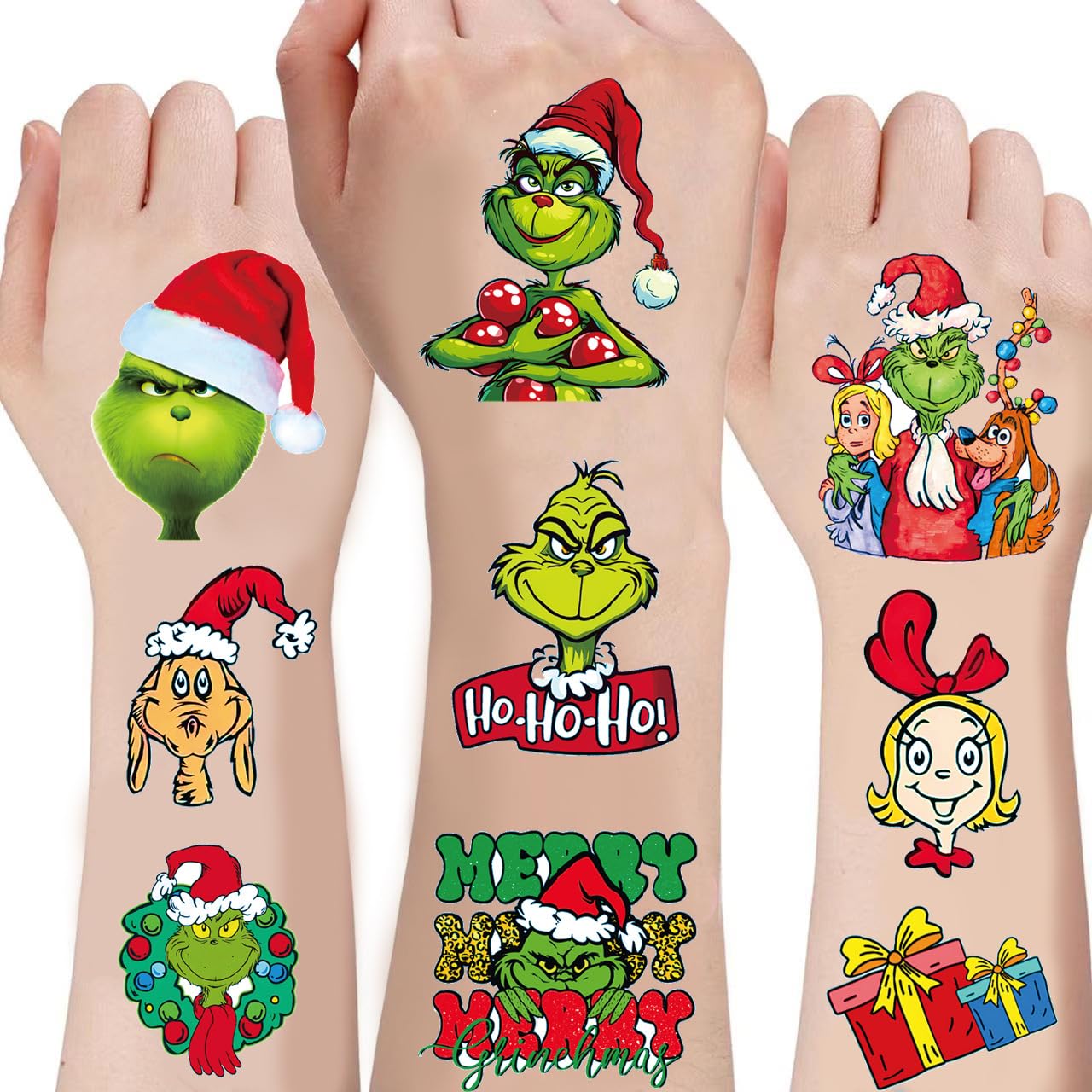 75Pcs Green Monster Temporary Tattoos,Christmas Birthday Party Supplies,Goodie Bag Stuffers,Christmas Decoration Gifts Xmas Party Favors for Kids
