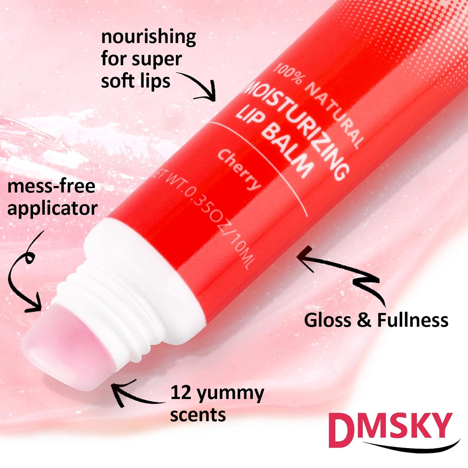 Dmsky Lip Gloss Bulk 12 Pack, Hydrating Squeeze Clear Lip Gloss Set with Shea Butter, Moisturizing High Shine Glossy Lip Oil for Dry Chapped Lips-12 Flavors - Image 5
