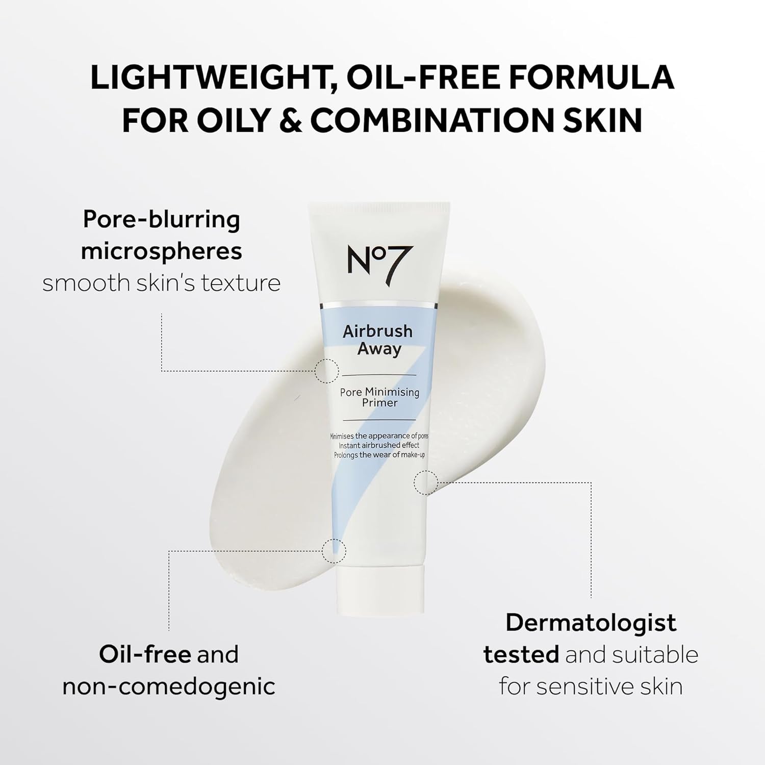 No7 Airbrush Away Pore Minimizing Facial Primer - Lightweight, Matte Primer & Pore Minimizer for Face - Makeup for Oily Skin (30ml) - Image 3