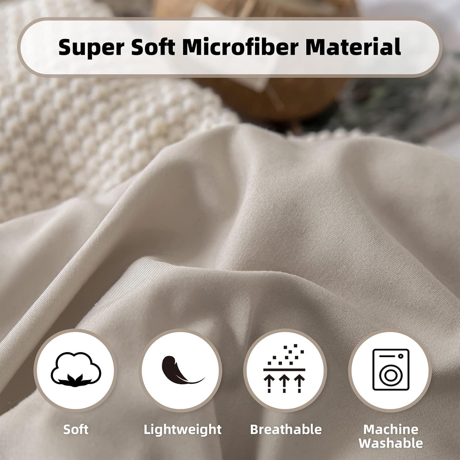 weigelia King Size Comforter Set 7 Pieces Oatmeal Comforter Set King Bed in a Bag Soft Fluffy Bedding Comforter with Sheets, Pillow Shams and Pillowcases for All Season - Image 3