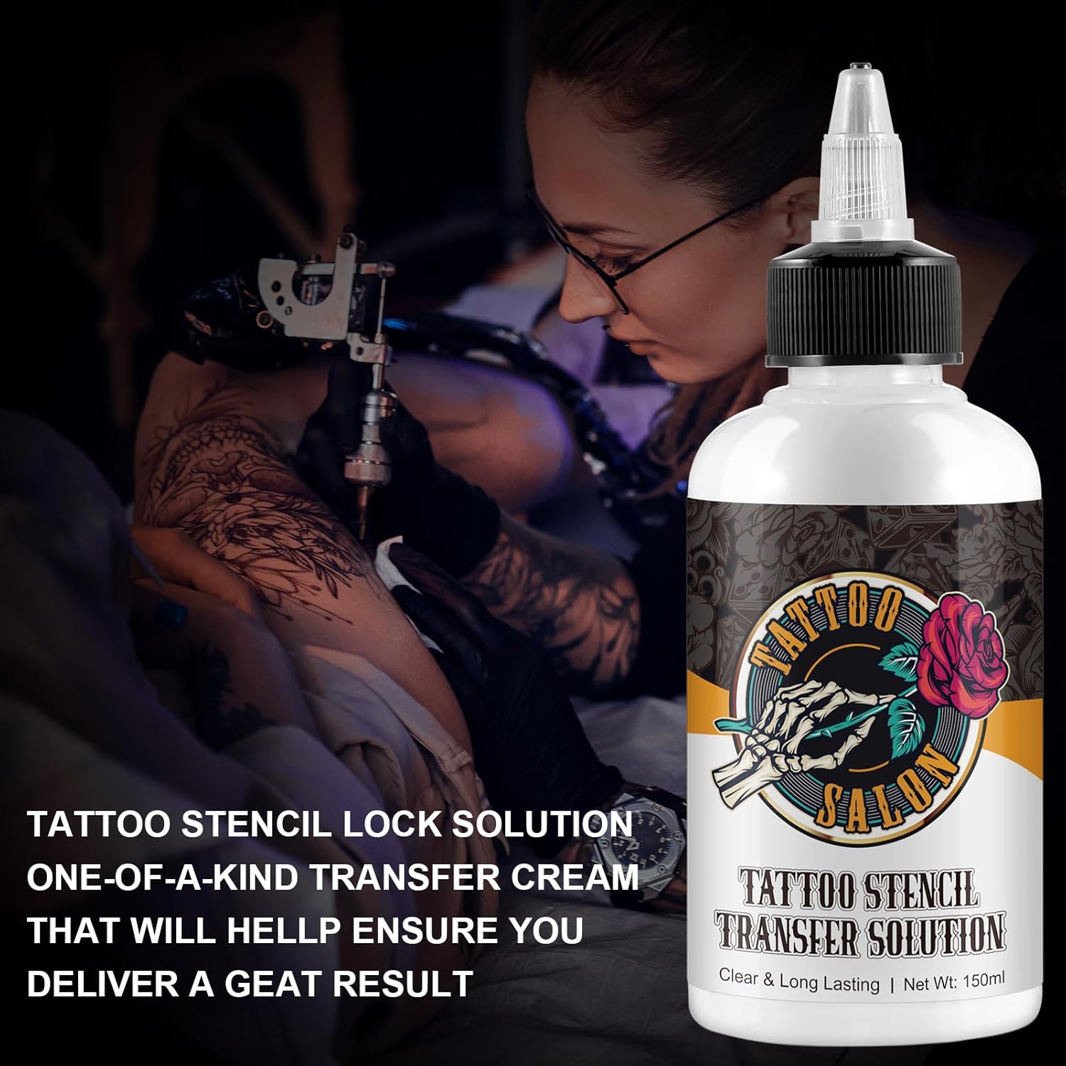150ml Tattoo Stencil Transfer Gel Solution, Professional Tattoo Stencil Gel, Stencil Magic Cream, Tattoo Application Solution for Transfer Paper Machine Stencils, Clear & Long-Lasting - Image 3