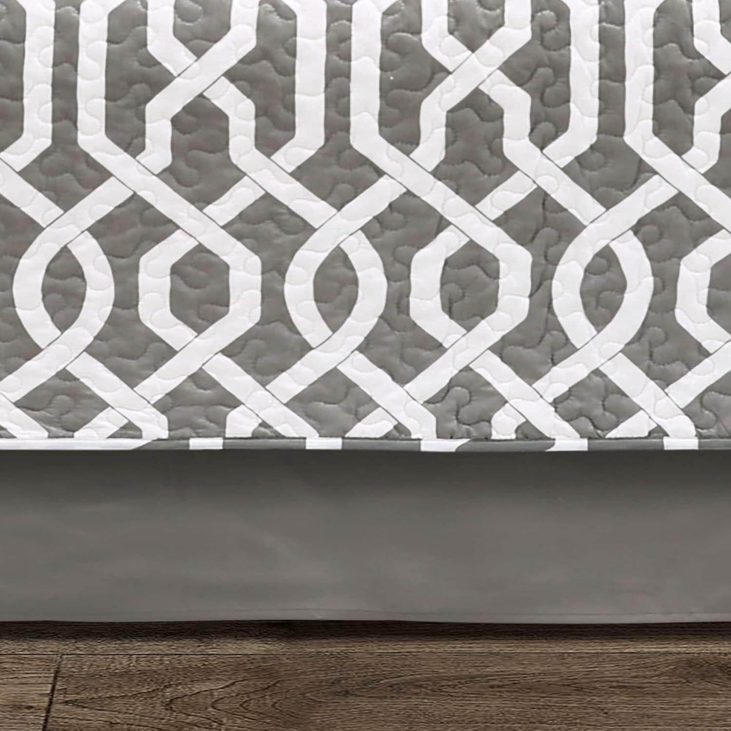 Lush Decor Edward Trellis Patterned 6 Piece Daybed Cover Set Includes Bed Skirt, Pillow Shams and Cases, 75" X 39", Gray and White - Image 2