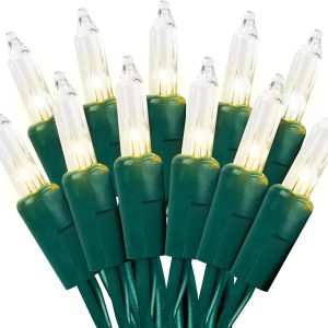 Clear Christmas Lights 100 Count, 21ft Warm White Christmas Tree String Lights Green Wire,Warm White Xmas Mini Incandescent String Lights for Bedroom Outside Decoration