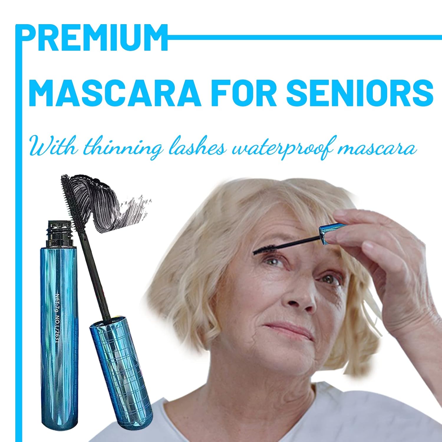 Mascara for Older Women 60 Plus, Mascara for Women over 60 with Thinning Lashes, Waterproof Hypoallergenic Tubing Mascaras Black Volume and Length for Sensitive Eyes (1 Pack) - Image 2