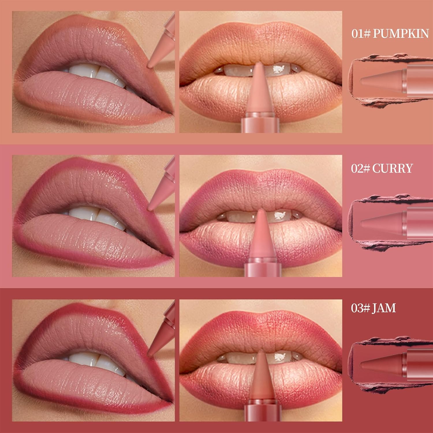6 Pcs Gradient Lip Liner and Lipstick Combo Set - 2-in-1 Ombre Lipstick & Brown Lip Liner Duo - Waterproof, Long-Lasting, Matte Finish - Smudge-Proof, Full Coverage Lip Kit for Fuller & Plumper Lips - Image 4