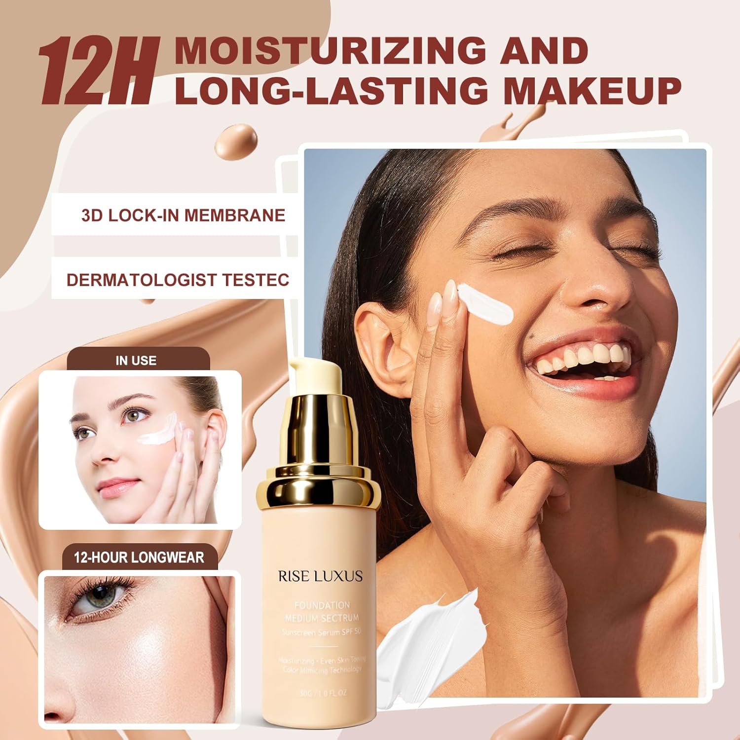 Ultrablend 4 In 1 Foundation, 2025 New Upgrade Match Skin Color Changed Foundation Liquid With Spf 50,Glowing Hydrating, Waterproof for Makeup - Image 6