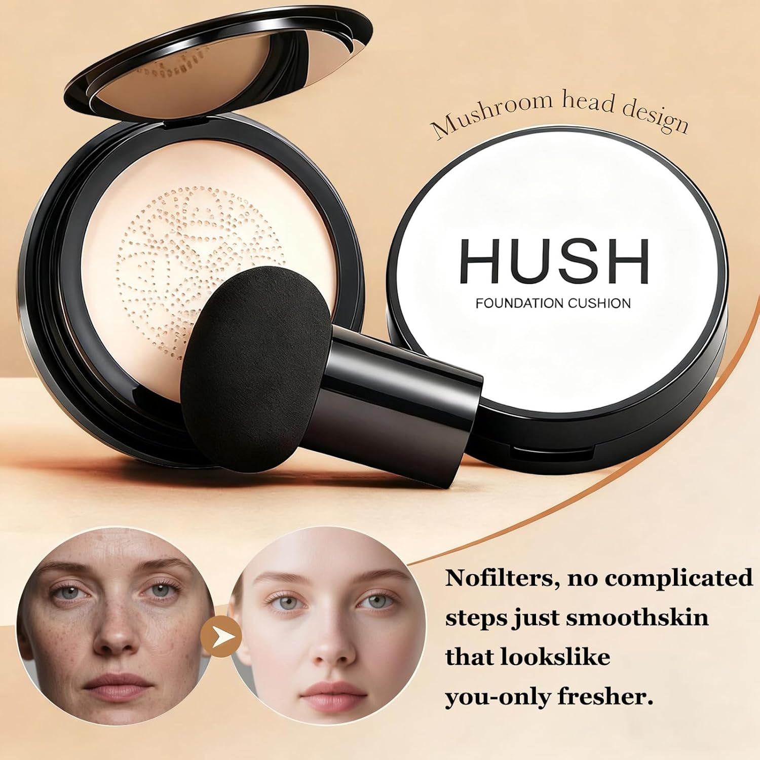 Foundation for Older Women | Ivory - for Fair Skin with Pink or Neutral Undertones | Mushroom Head Air Cushion CC Cream - BB Cream Foundation Makeup Moisturizing Concealer Long-Lasting Full Coverage - Image 3