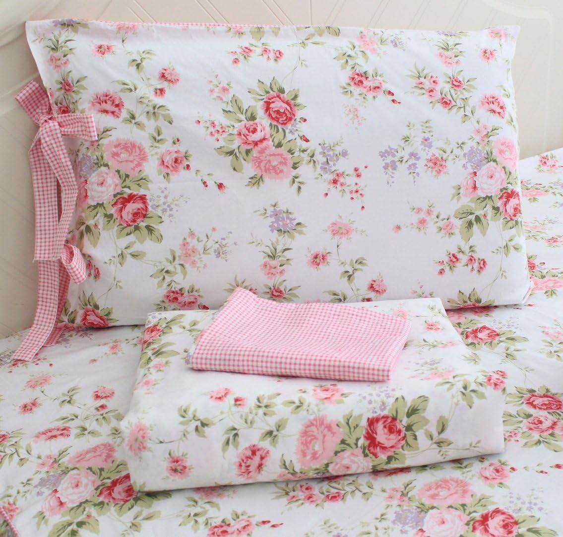 FADFAY Cotton Bed Sheets Set Rose Floral Bed Sheets 4-Piece Queen Size - Image 6