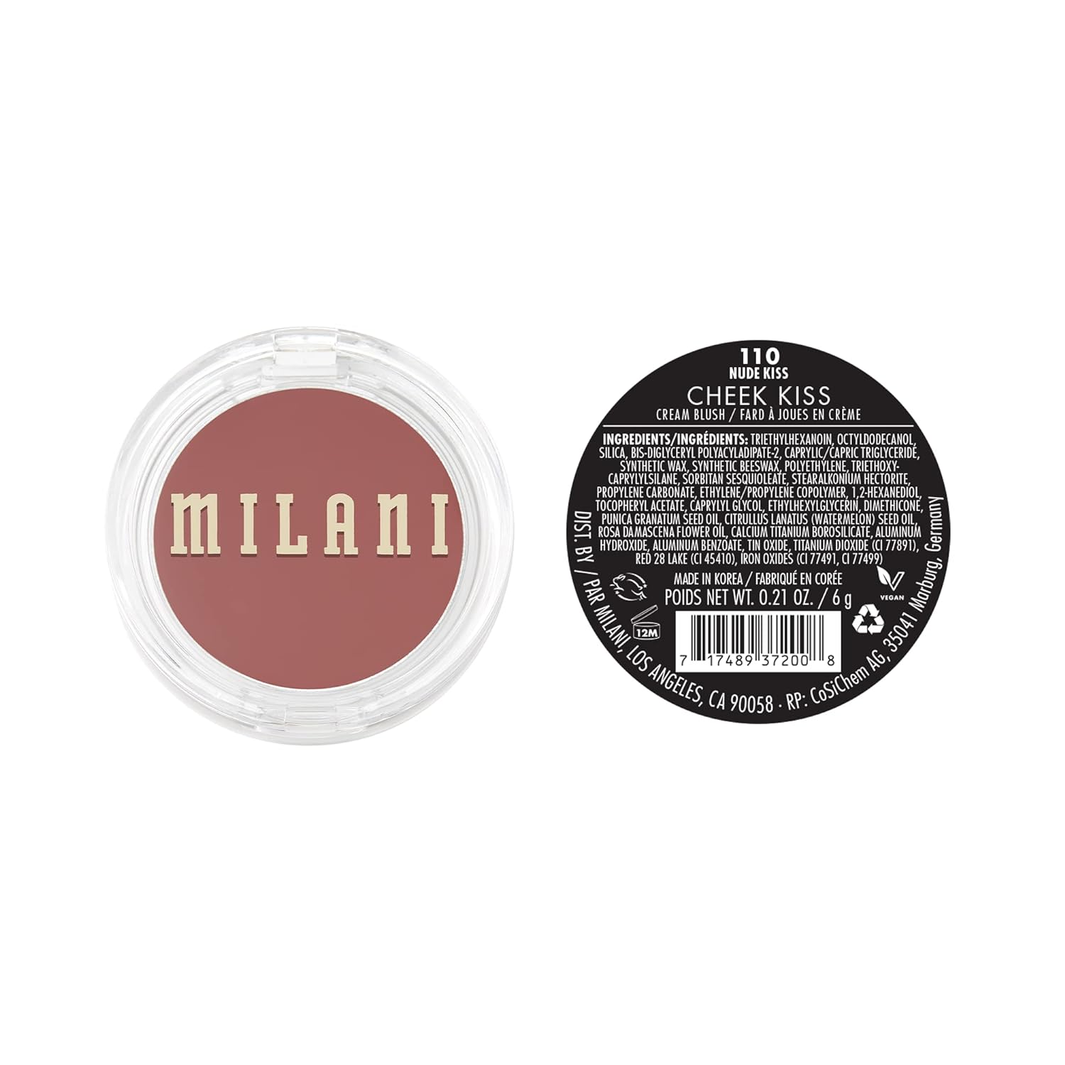 Milani Blush Makeup – Cheek Kiss Cream Blush for Cheeks, Buildable Cream-to-Gel Blusher & Lip Tint, Dewy Natural Color, Hydrating - Nude Kiss - Image 2