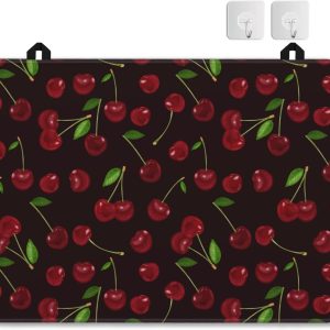 Stove Top Covers for Electric Stove, Christmas Kitchen Decor Red Cherry Glass Cover Protector, Thick Induction Cooktop Protector, Heat Resistant Range Ceramic Stove Top Covers Mat, Dish Drying Mat