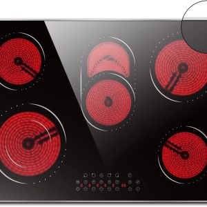 Hobsir 30 Inch Electric Cooktop, 5 Burners 30 Cooktop, Electric Stove Top Burner, 8400W Drop-in Ceramic Stove with Glass Metal Frame, Dual Zone, Timer, Safety Lock, 220-240V, Hard Wired (No Plug)