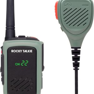 Rocky Talkie Expedition 5 Watt Radio with Waterproof Hand Mic - GMRS Radio with IP67 Waterproofing, Long Range Walkie Talkie, NOAA Weather Alerts, 5 Day Battery Life, 1 Pack