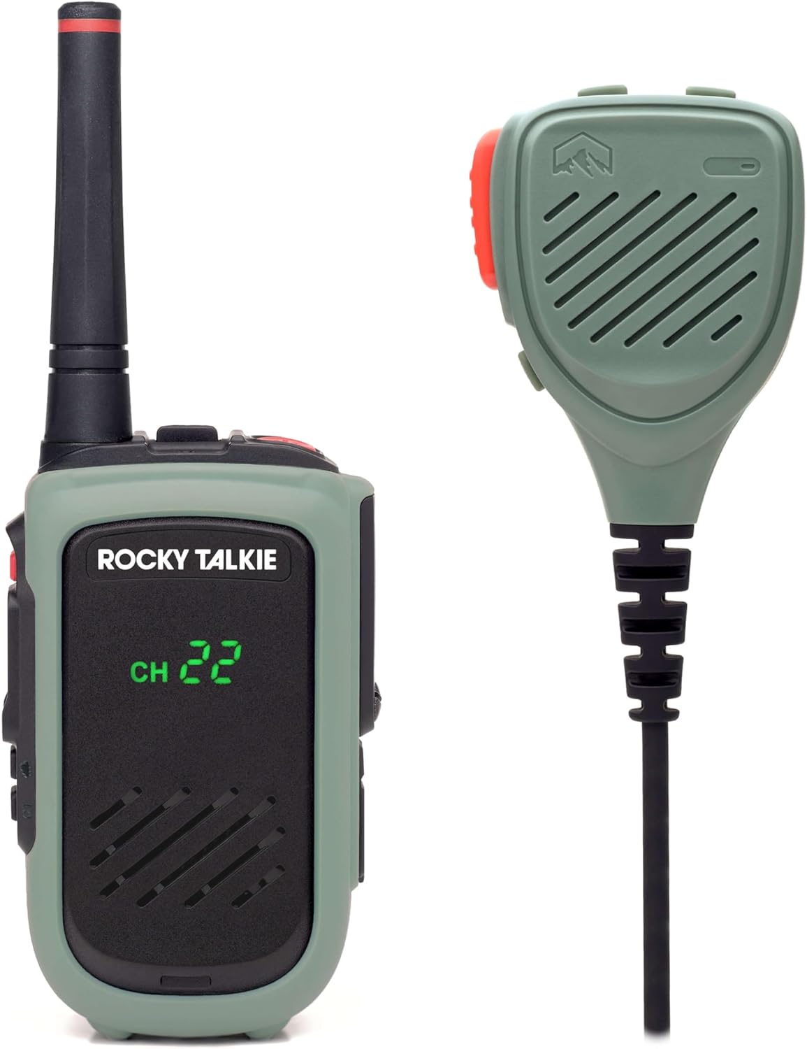 Rocky Talkie Expedition 5 Watt Radio with Waterproof Hand Mic - GMRS Radio with IP67 Waterproofing, Long Range Walkie Talkie, NOAA Weather Alerts, 5 Day Battery Life, 1 Pack