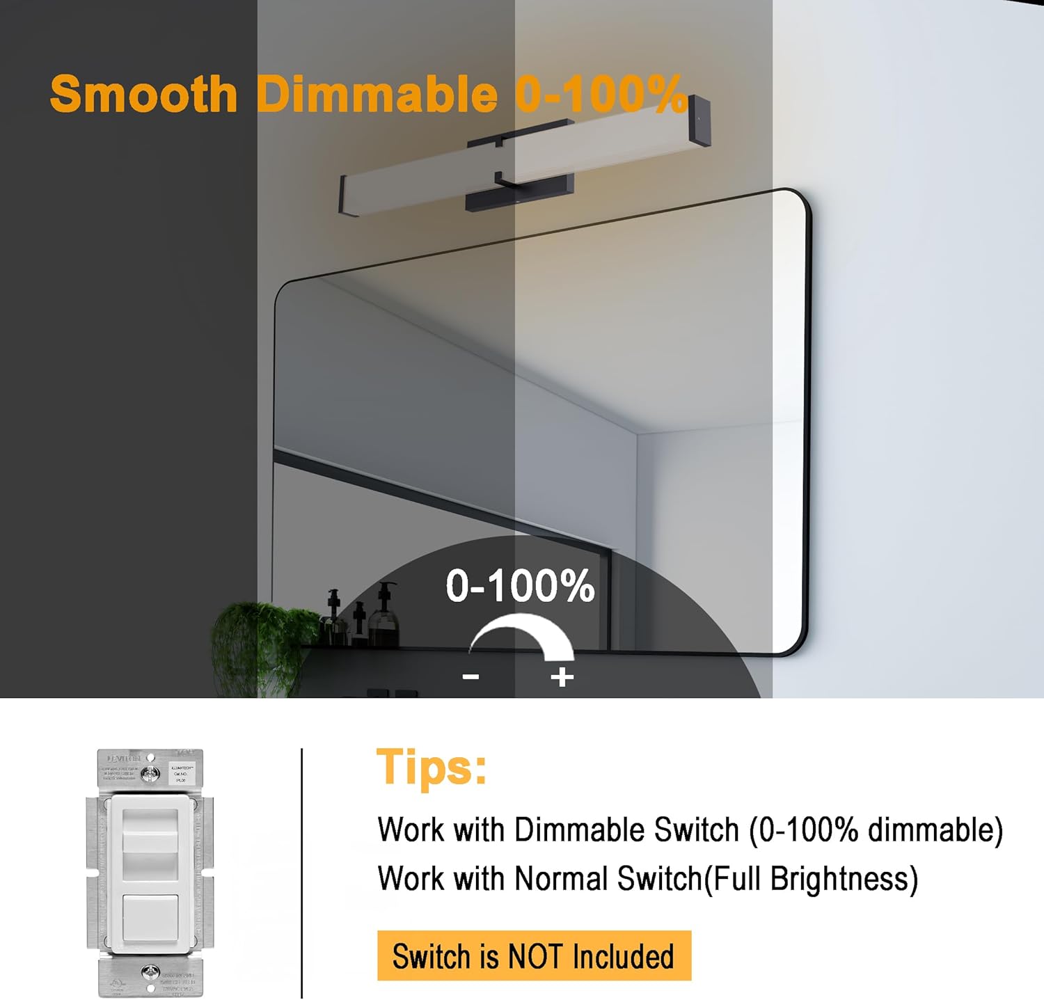 15.74Inch 2000LM Bathroom Light Fixtures 5CCT Optional, Black Modern LED Vanity Lights Clear Shade, Dimmable Bathroom Lighting Fixtures Over Mirror - ETL Listed - Image 4