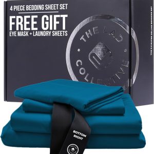 The LAD Collective 3.0 - 4-Piece Cotton Bedding Set with Fitted Sheet, Top Sheet & 2 Pillowcases - Luxury Bed Sheets for Full Size Beds - Premium Bedroom Essentials - Maui/King