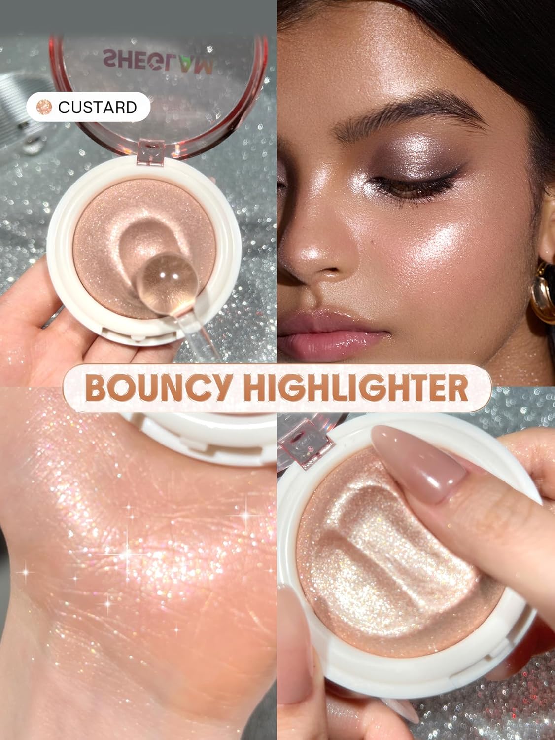 SHEGLAM Glowchi Bouncy Highlighter Mochi-like Formula Highlighter Long-lasting Shimmer Makeup-Custard - Image 6