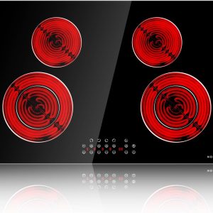 Noxton 30 Inch Electric Cooktop 4 Burners, Built In, Sensor Touch, Expandable Burners, Pause, Safety Lock, Timer, 7100W 220240V