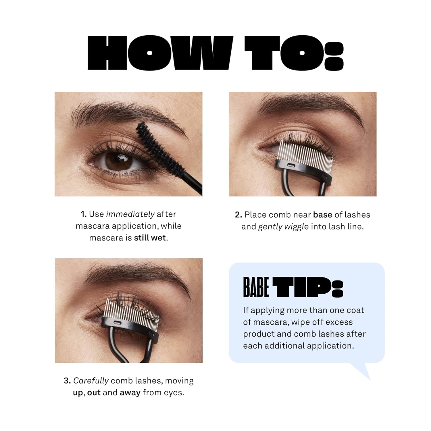 Babe Original Pro Eyelash Separator, Removes Clumps on Mascara, Reusable Stainless Steel Lash Comb for Cleaning Lashes - Image 3