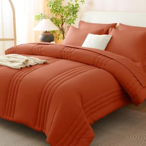 CozyLux Full Size Comforter Sets - 7 Piece Bed in a Bag Terracotta Comforter Set with Sheets Bed Set All Seasons, Soft Bedding Set with Down Alternative Comforter, Sheets, Pillowcases & Shams