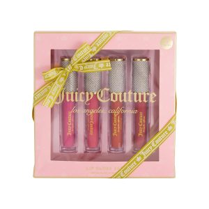 Juicy Couture 4 Pack Luxurious Lip Gloss Set – Berry, Cocoa, Clementine, & Watermelon