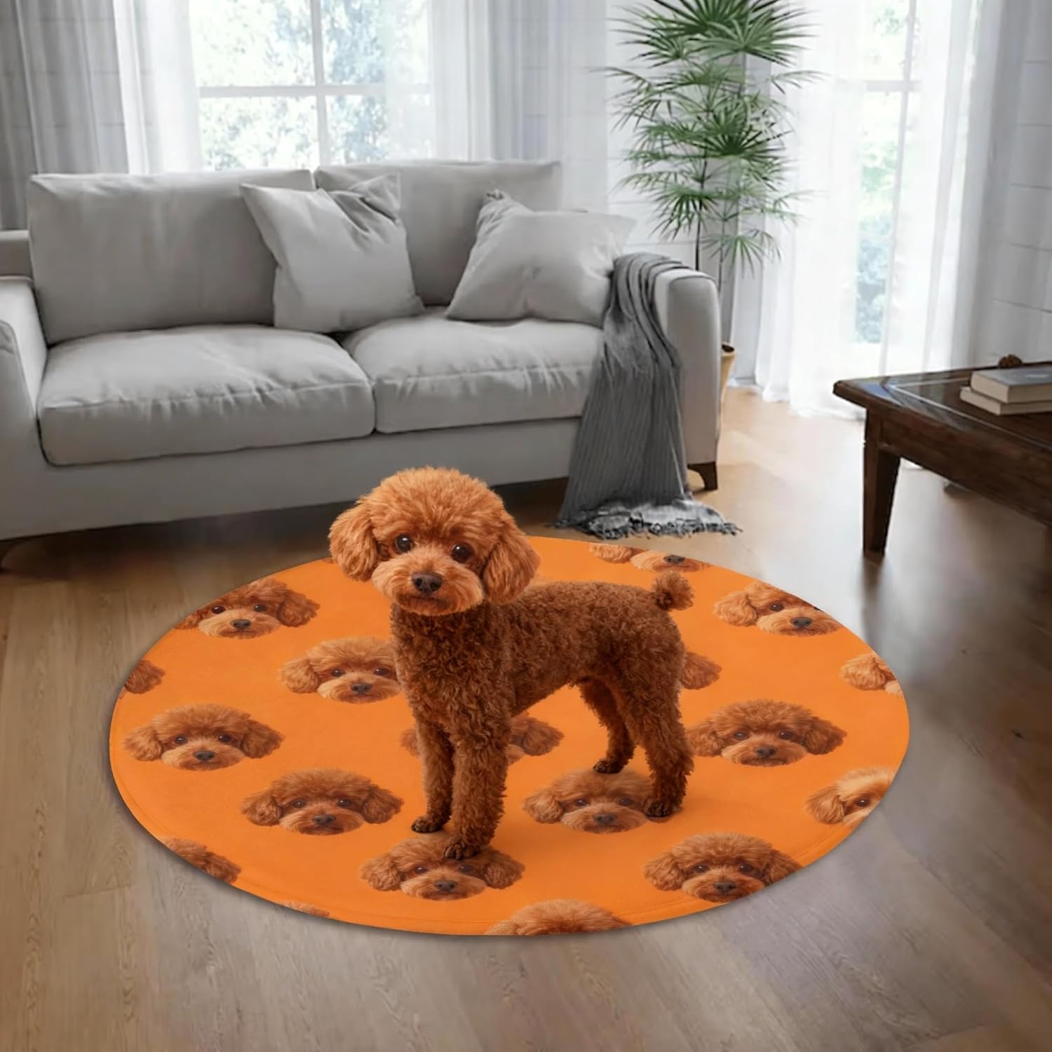 Custom Rug, Personalized Pet Photo Round Rug Non-Slip Floor Mat Machine Washable Low Pile Indoor Mat for Bedroom, Living Room - Image 2