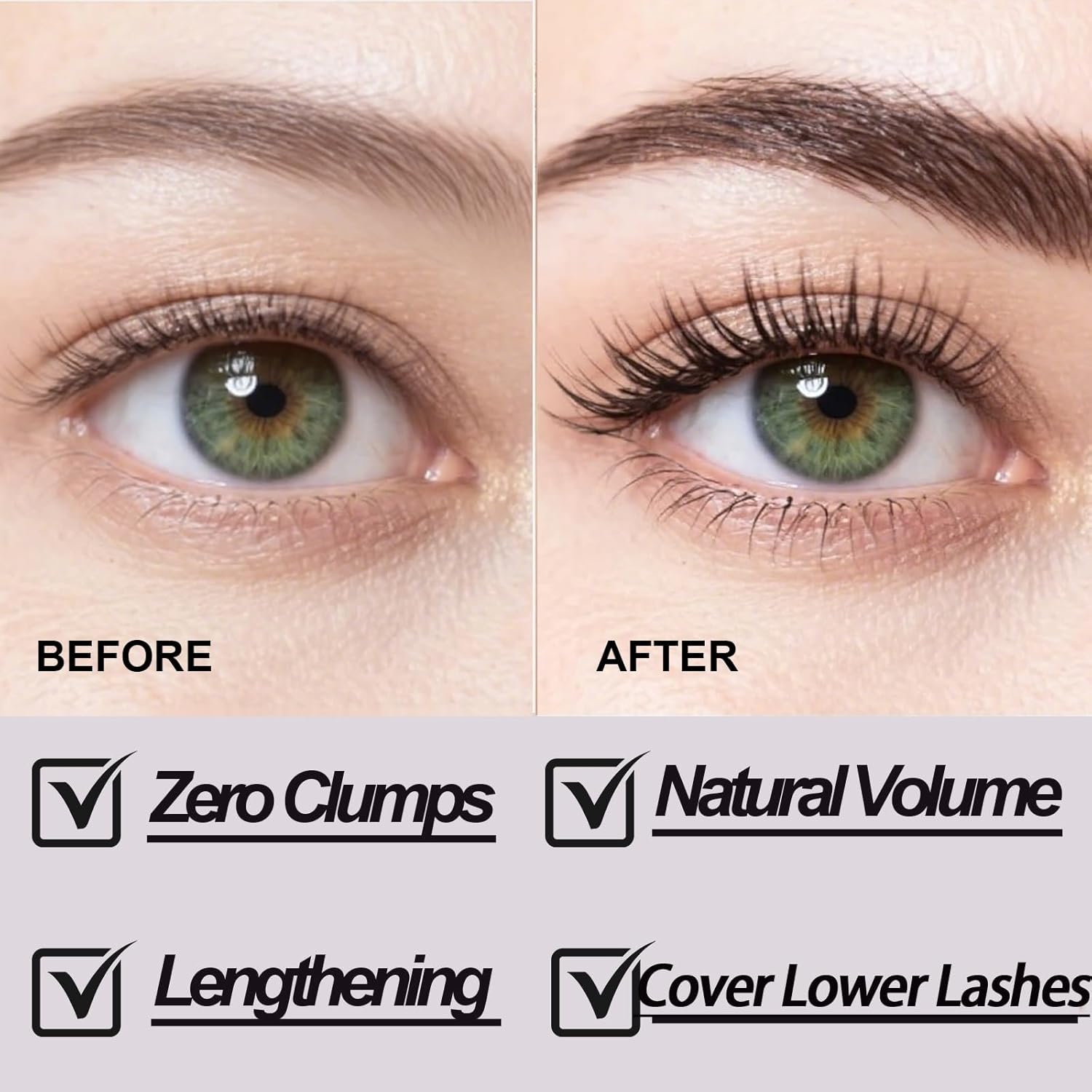 Black Washable Metal Mascara Wand, Waterproof Iron Wand Mascara Washable, Natural Length Slim Volume Buildable Formula, Separated Lashes, Long Lasting Smudge-Proof No Flaking Tint - Image 4