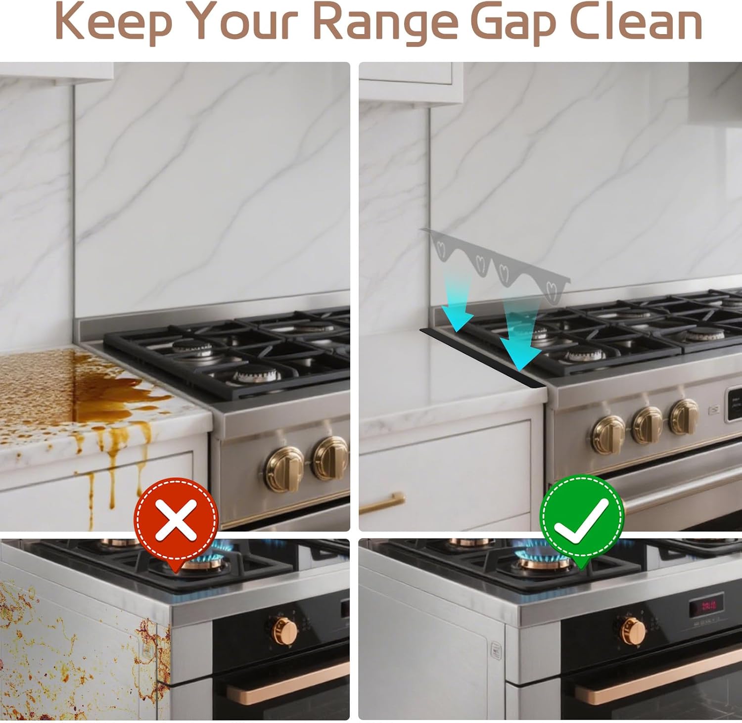 Stainless Steel Stove Gap Covers, Stove Gap Filler, Oven Gap Filler, Range Trim Kit in Kitchen, JessWednes 2 Pcs Extendable Stove Gap Guard 13.8'' to 27.5'', Heat Resistant and Easy to Clean (BLACK) - Image 3
