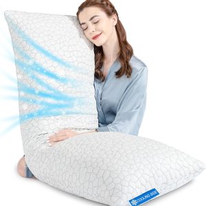 SUPA MODERN Cooling Bed Pillows for Sleeping 1 Pack Shredded Memory Foam Pillows Adjustable Cool Pillow for Side Back Stomach Sleepers Luxury Gel Pillows Body Pillow with Washable Removable Cover