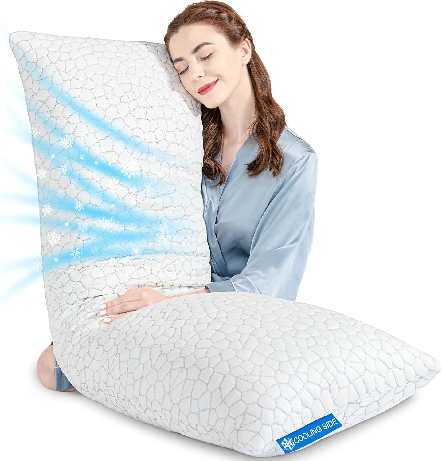 SUPA MODERN Cooling Bed Pillows for Sleeping 1 Pack Shredded Memory Foam Pillows Adjustable Cool Pillow for Side Back Stomach Sleepers Luxury Gel Pillows Body Pillow with Washable Removable Cover