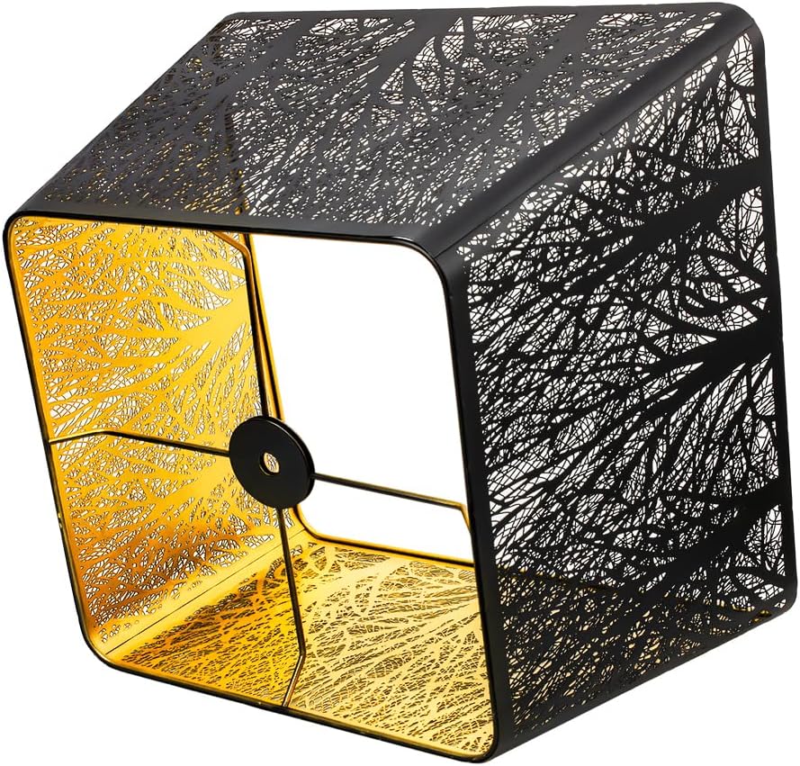 Medium Square Lamp Shades, ALUCSET Metal Lampshade with Pattern of Trees for Table Lamp and Floor Light, 9 x 12 x 8.8 Inch, Spider (Black/Gold) - Image 5