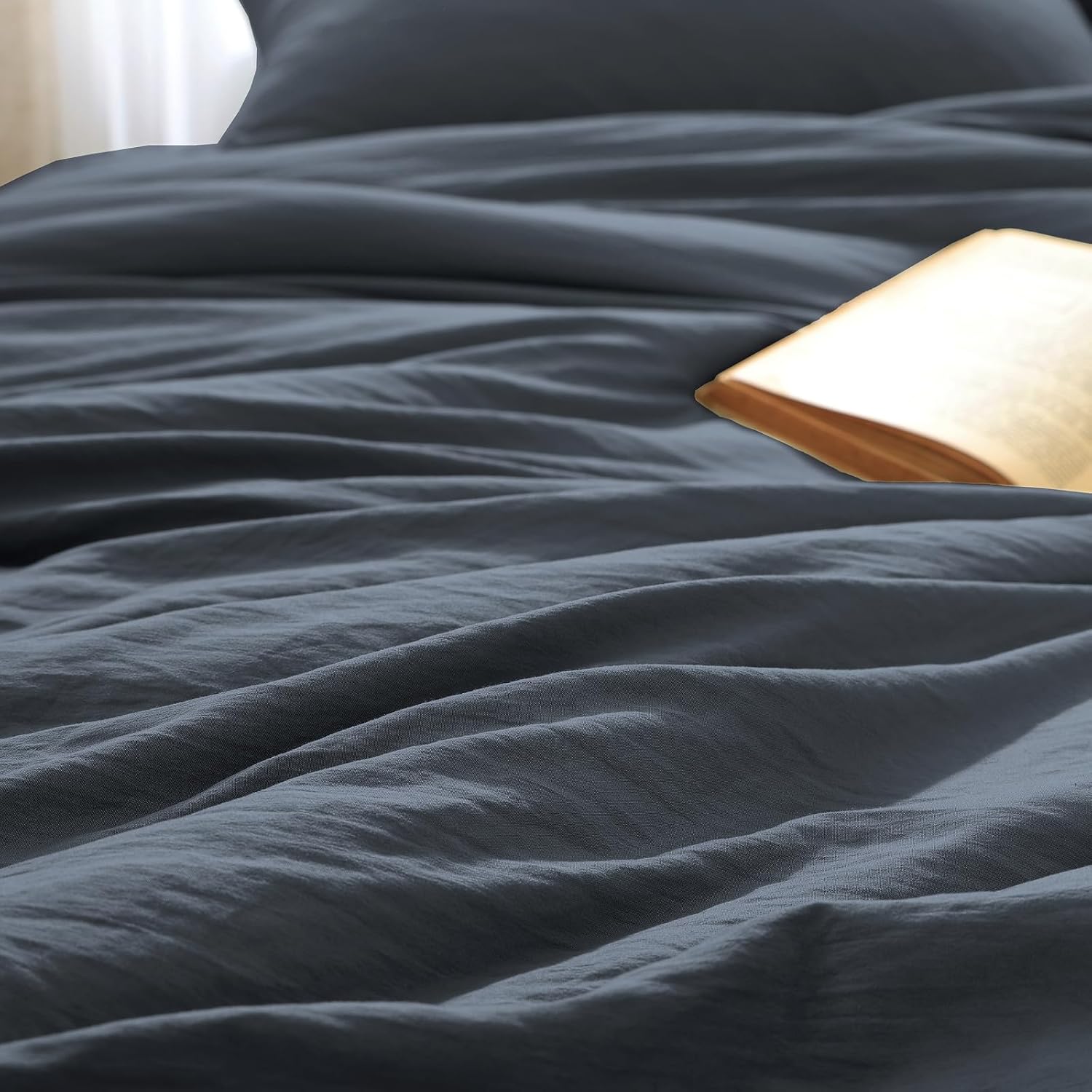 WRENSONGE Queen Comforter Set - 3 Pieces Prewashed Blue Grey Comforter Soft Lightweight for All Seasons,Down Alternative Comforters Queen Size with 2 Pillow Shams - Image 5