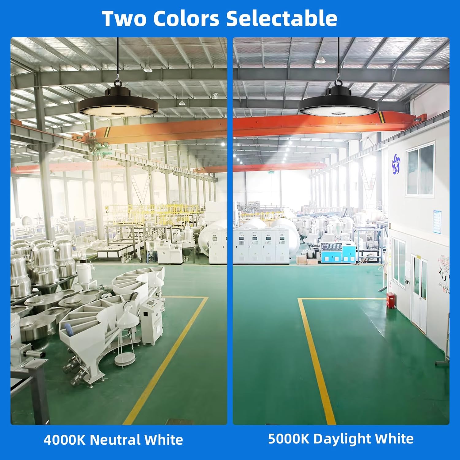 High Bay Light, Watt Adjustable 150W/200W/240W, Color Tunable 4000K/5000K, UFO Led Shop Lights, Up to 38400Lumens, 0-10V Dimmable, 120-277V, ETL&DLC Qualified for Warehouse Garage - Image 4