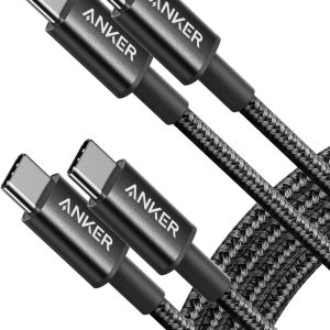Anker USB C to USB C Cable, Type-C 60W Fast Charging Cable (6 FT, 2Pack) for iPhone 17 Series, iPad mini 6 and More (Black)