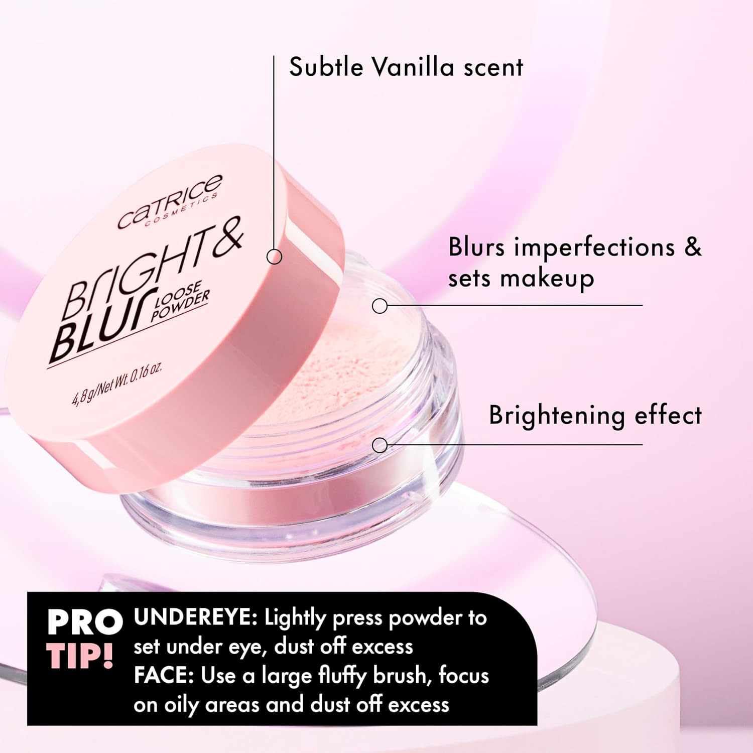 Catrice Bright & Blur Loose Powder | Lightweight, Instant Blur, Soft Matte Finish | Vegan & Cruelty Free (010 | Soft Pink) - Image 3