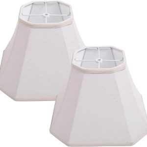 KD Lamp Shades Set of 2, Natural Linen Lamp Shades for Table Lamps Medium Lamp Shade 12x6x8.5 inch for Table Lamp & Bedside Lamp No Assembly Required (White Square)