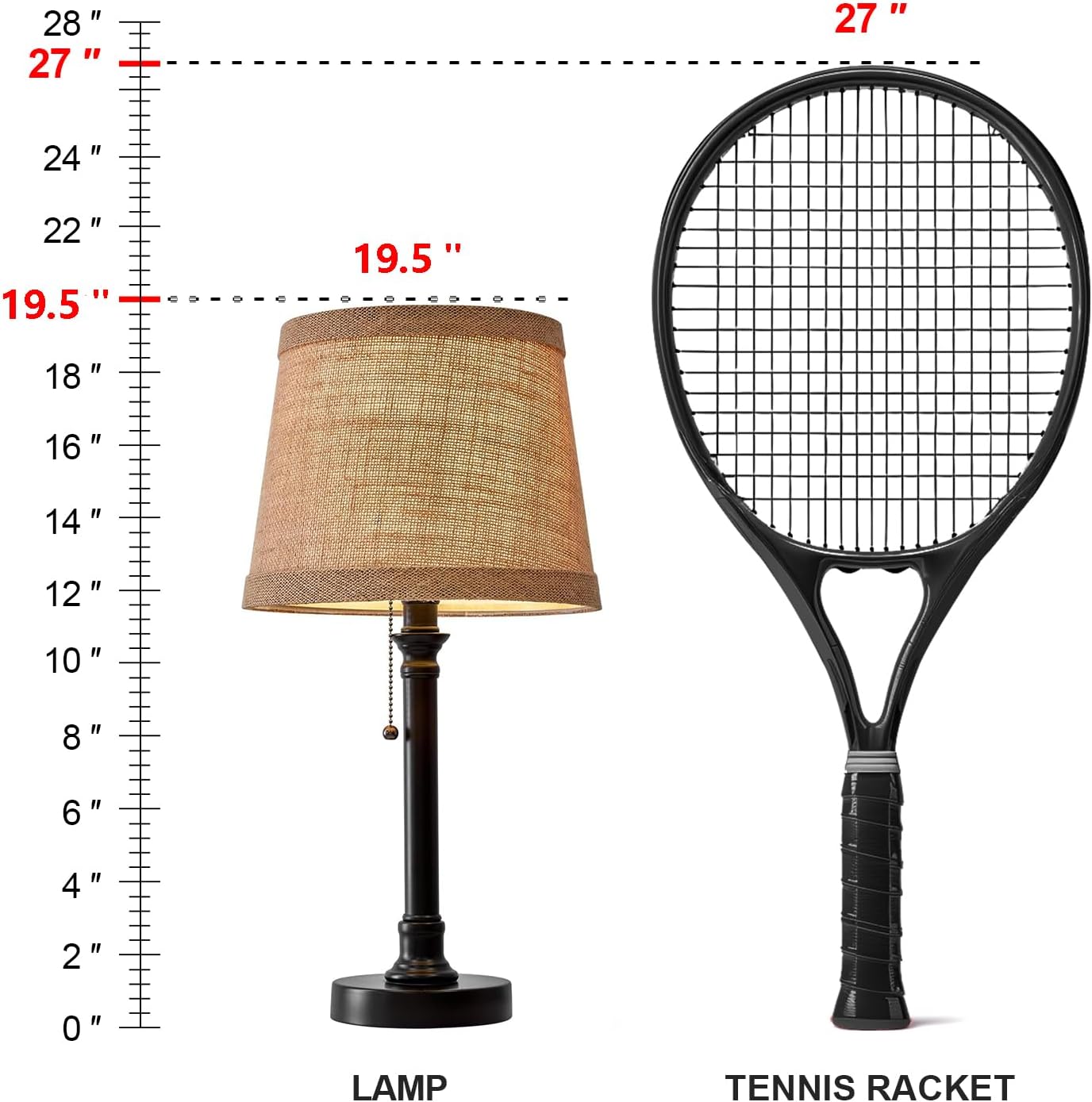 Oneach 19.5" Small Table Lamp for Bedroom - Bedside Lamps for Nightstand, Black Table Lamp for Living Room with Fabric Shade, Desk Reading Lamp for Kids Room Living Room Office Dorm - Image 4