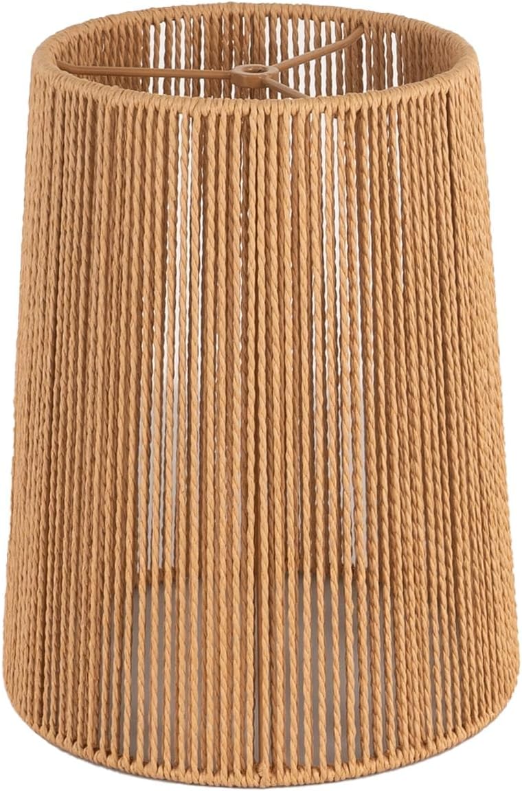 Rattan Small Lamp Shade 8” Top X 10” Bottom X 12” High Boho Style For Table Lamps Floor Lamps,Vintage Lampshade Replacement Spider Fitter