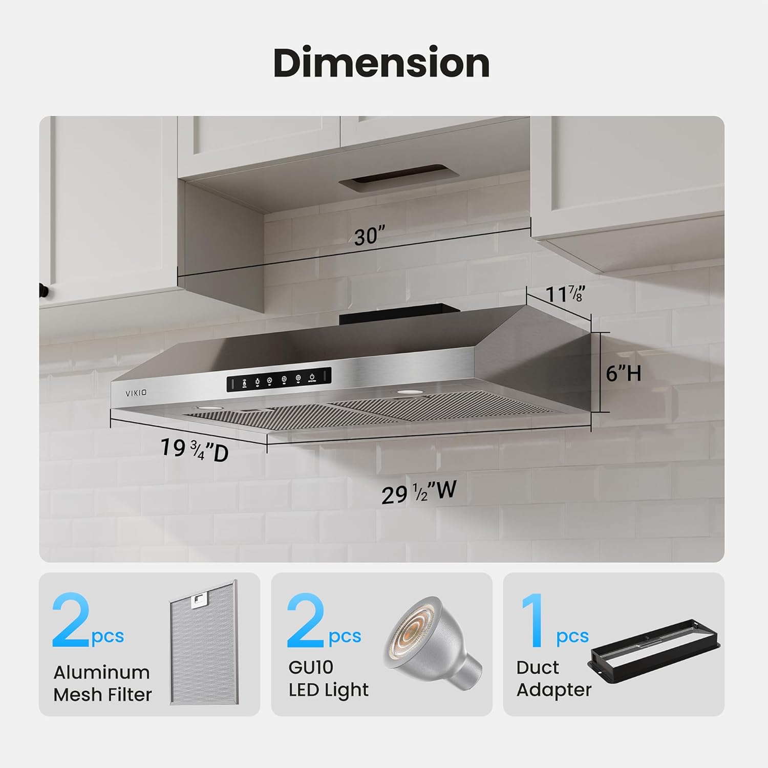 Range Hood 30 Inch Under Cabinet, 900CFM Stainless Steel Kitchen Stove Vent Hood, Touch/Gesture Control, 3 Speed Exhaust Fan, LED Lights, Reusable 5-Layer Aluminum Filters - Image 9
