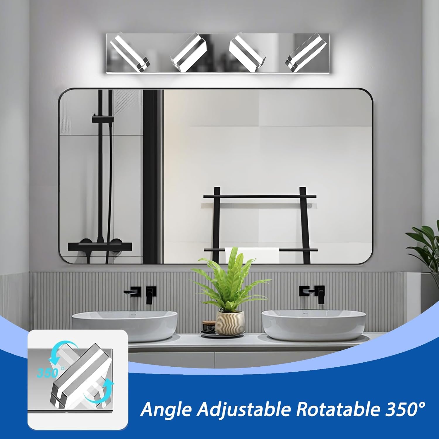 IZORRO LED Modern Bathroom Lights Fixtures(4-Light,Dimmable),Chrome Acrylic Wall Lighting,Vanity Lights for Bathroom Over Mirror - 6000k 24In (No Assembly Required) - Image 2