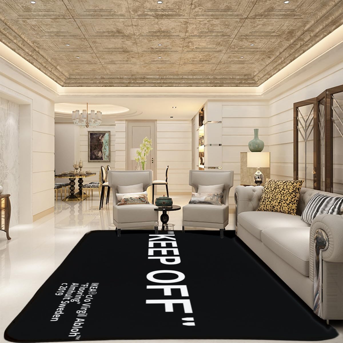 Keep Off Black Area Rug 3D Printed Pop Carpet Modern Non-Slip Floor Mat for Living Room Bedroom Wood Floor Playroom Home Decor Rugs 5' x 7' - Image 3