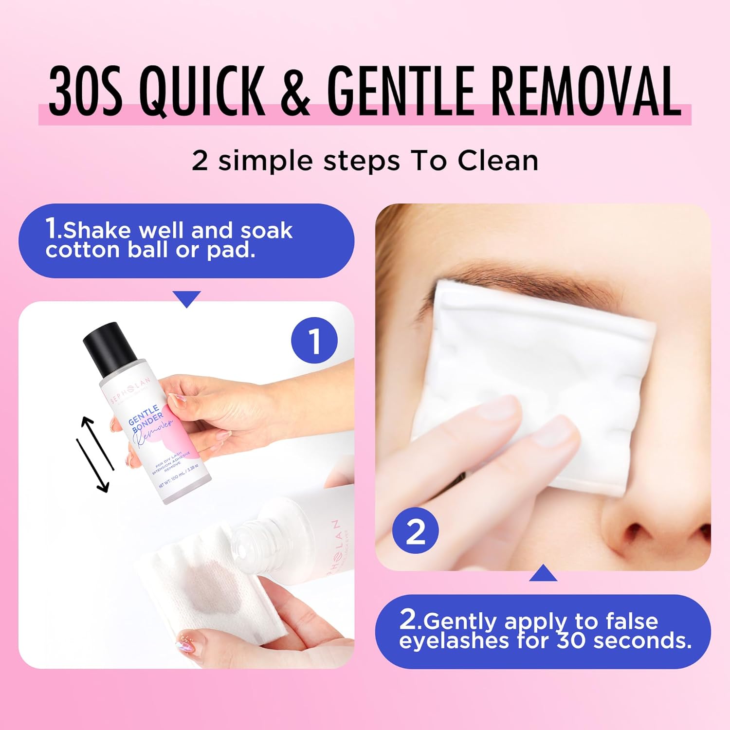 BEPHOLAN Cluster Lash Glue Remover 100ml, DIY Eyelash Extension Remover, Bond & Seal Adhesive Self Use, for Sensitive Eyes, Eye Makeup & Mascara Remover - Image 5