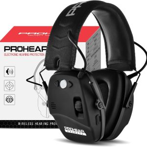 PROHEAR 030 2.0 Bluetooth Rechargeable Shooting Ear Protection, Slim Noise Cancelling Earmuffs, NRR 22dB for Hunting & Tactical Gun Range