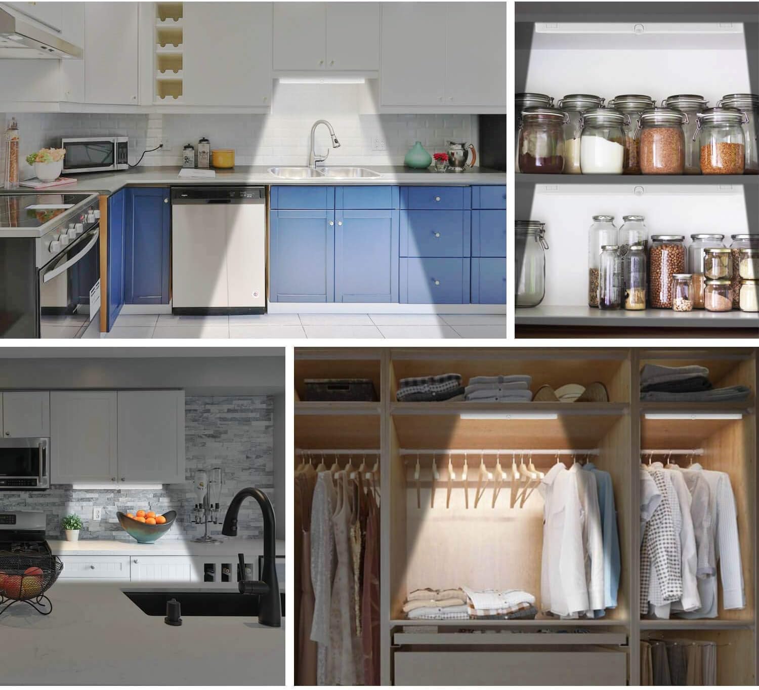 BLS T01L LED Closet Light, Super Bright 20 LED Under Cabinet Lighting Battery Powered/DC Input Wireless Motion Sensing Light, Auto On Off Switch, Motion Sensor & Light Sensor, Light Beam Adjustable - Image 6