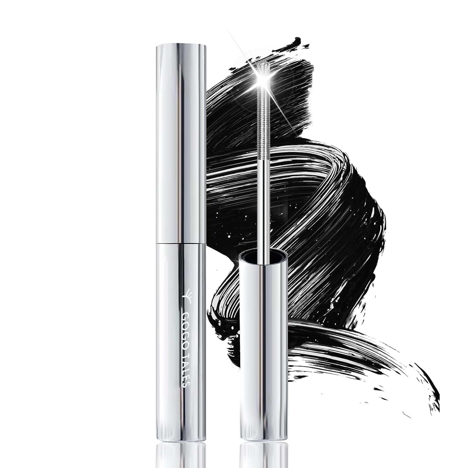 Black Washable Metal Mascara Wand, Waterproof Iron Wand Mascara Washable, Natural Length Slim Volume Buildable Formula, Separated Lashes, Long Lasting Smudge-Proof No Flaking Tint