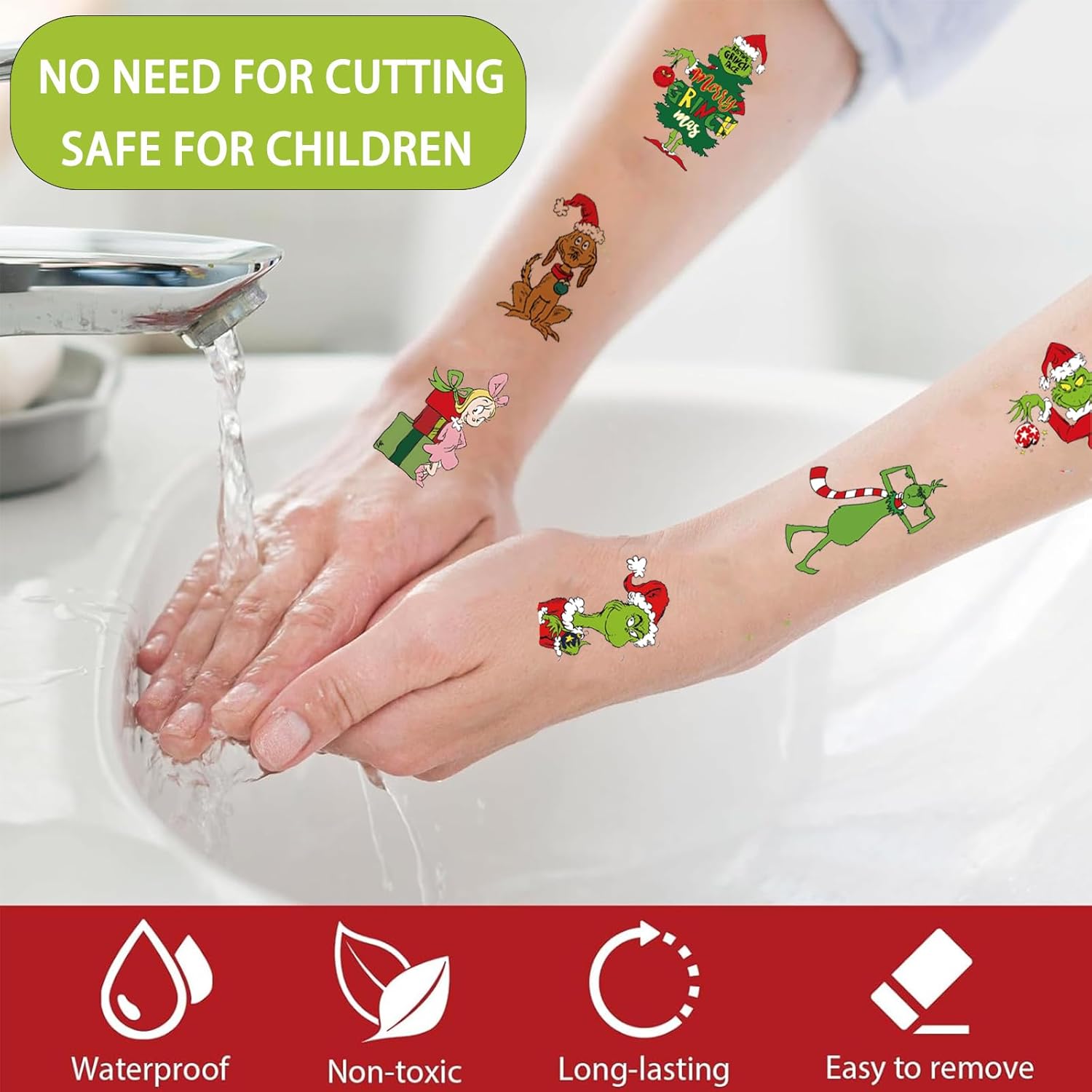 Christmas Temporary Tattoos for Kids - 60 Sheets Christmas Tattoo Stickers for Crafts - Xmas Stocking Stuffers Party Favors for Christmas Decorations Party Supplies - Image 6
